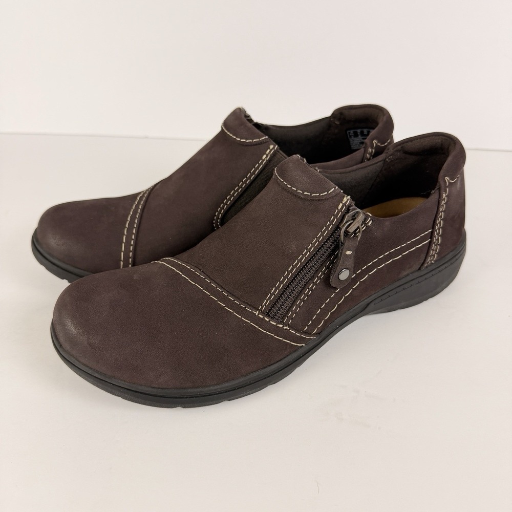 Clarks Carlyle Ray Brown Nubuck Slip On Shoes Womens 9 NWOB Comfort - Picture 9 of 9